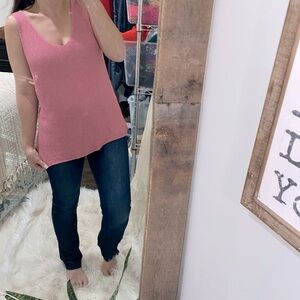 Eileen Fisher pink knit top sleeveless size large Italian yarn